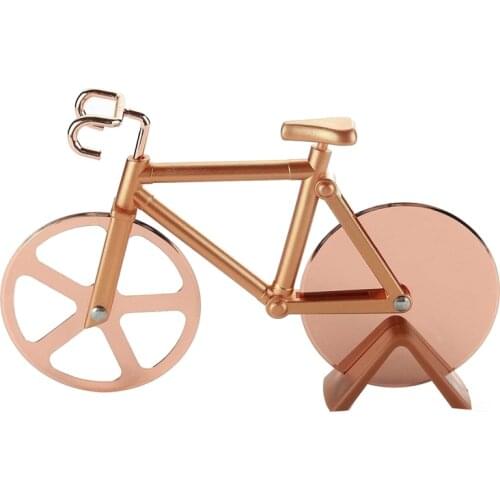 Pizza Cutter,Bicycle Pizza Cutter,Pizza Slicer Dual Wheel,Sharp Blades Slicer for Pizza Lovers - Stainless Steel,Gold