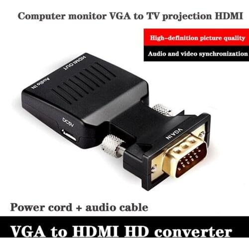 VGA Male to HDMI-compatible Female Converter with Audio Cables 480P/720P/1080P for PS3/4 HDTV Monitor Projector PC Laptop TV-Box