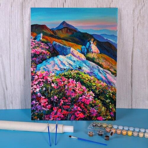 Landscape Rhododendron DIY Painting By Numbers Complete Kit Acrylic Paints 50*70 Canvas Painting New Design For Wholesale