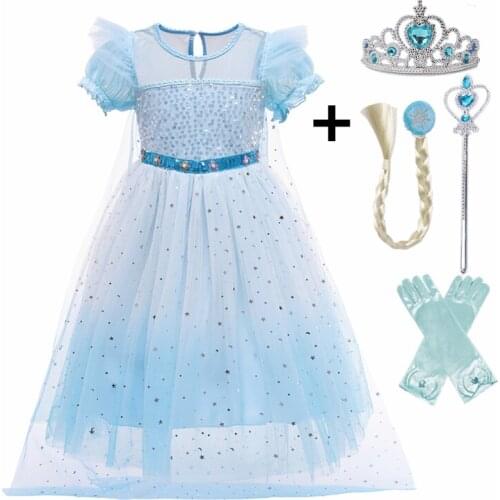 Sequined Girls Dress with Trailing Cloak Halloween Party Dress for Girls Cosplay Costume Children Christmas Dress