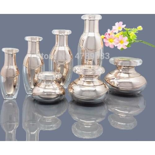 7pcs 5/10/15/30/50g 100ml Empty Fashion Cosmetic Cream Jar Pot Makeup Liquid Sprayer Atomizer Lotion Press Pump Bottle Suit Set