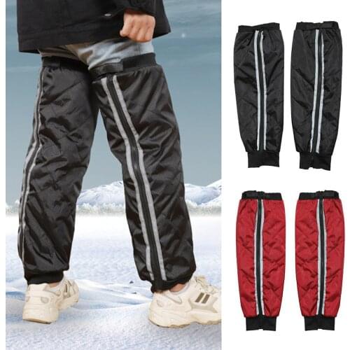 Adjustable Plush Warm Motorcycle Knee Pads Non-slip Waterproof Windproof Leg Covers With Reflective Strips For Motocross Skiing