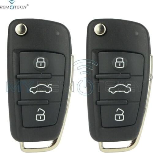 Remtekey 2pcs 8P0 837 220 D 3 button for Audi A4 2004 2005 2006 2007 2008 Flip remote car key shell