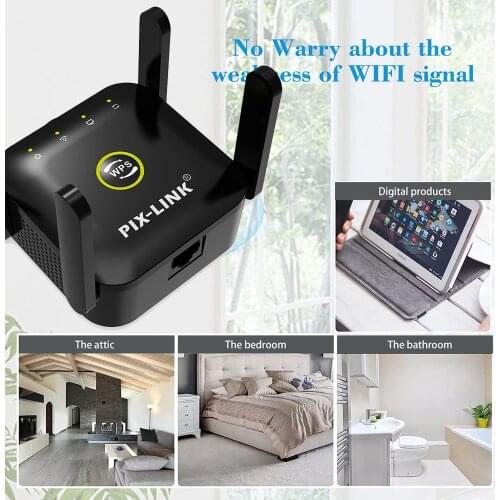 PIXLINK WiFi Repeater Wireless Wifi Extender 300Mbps Wi-Fi Amplifier 802.11N Long Range Wi fi Signal Booster 2.4G Wifi Repiter