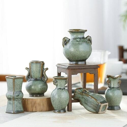 Retro Mini Ceramic Vase Flower Arrangement Ornaments Glaze Creative Home Decor Partijen Creatieve