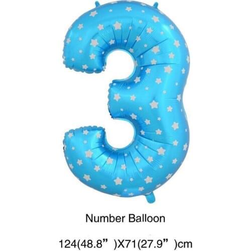 Pink/Blue Star Heart Dot Number Helium Air Balloons Wedding Birthday Party Decorations Inflatable Baloes Number 3