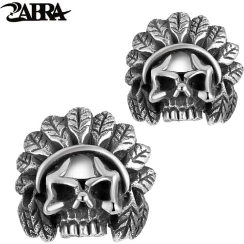 ZABRA Authentic 925 Sterling Silver Skull Skeleton Earring Studs Set For Men And Women Small Earrings Punk Retro Jewelry