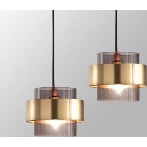 Modern Gold Cylindrical Glass Led Pendant Lights Nordic Living Room Dining Room Lustre Kitchen Hanging Lamp Home Decor Fixtures