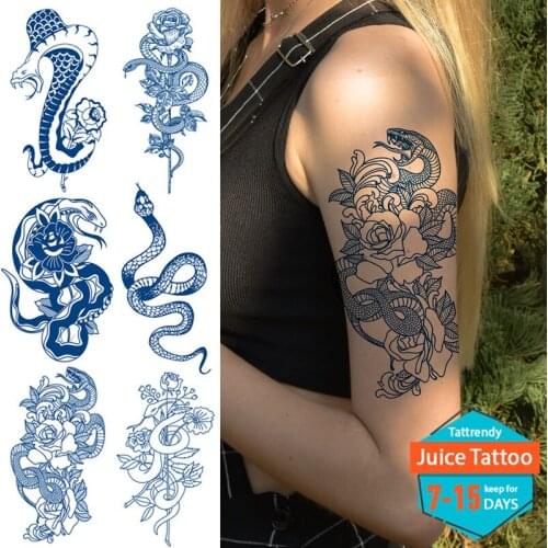 Juice Long Lasting Waterproof Temporary Tattoo Sticker Sexy Snake Element Fake Tatoo Body Art for Women Men tatuajes temporales