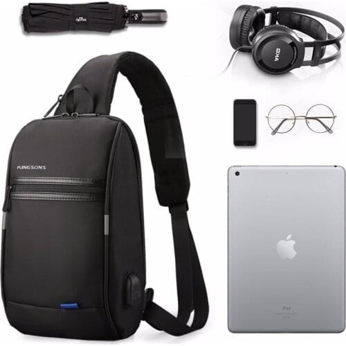 Kingsons Multifunction Crossbody Bag Men Anti-theft Shoulder Messenger Bags Male Waterproof Short Trip Chest Bag Pack Fashion