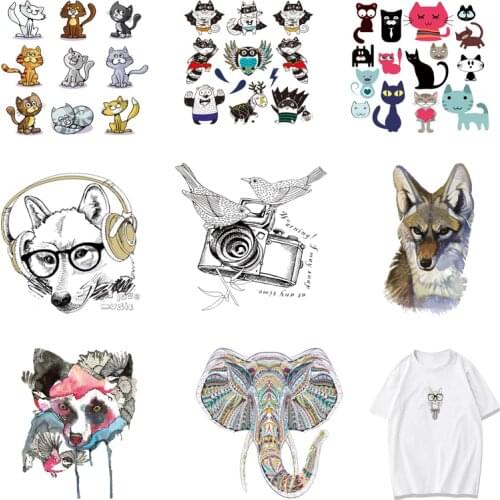 Iron-on Transfers for Clothing Patches Clorhing Stickers Stripe Dress Diy Animals Heat Transfers Patch Fusible Vinyle Adhesive A