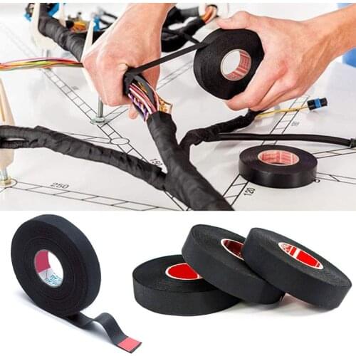 15M Heat-resistant Flame Retardant Tape Coroplast Adhesive Cloth Tape For Car Cable Harness Wiring Loom Protection Supplies