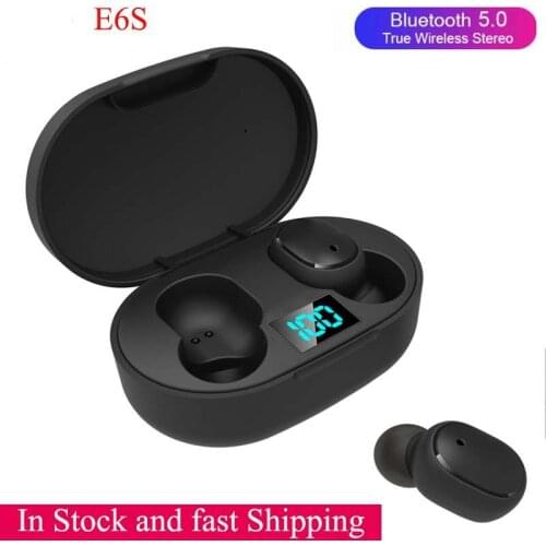 E6S TWS Wireless Bluetooth 5.0 Earphone Noise Cancelling LED Display With Mic Handsfree Earbuds for Redmi Airdots earphones