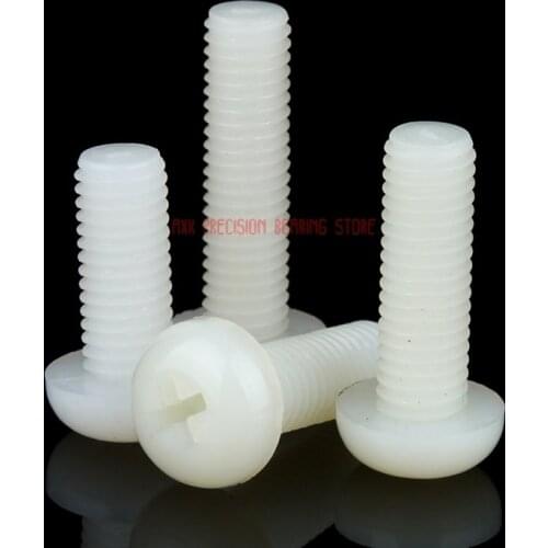 Wood Screws 100pieces Din7985 M2 X 12 White Plastic Nylon Pan Head Phillips Screw Cross Recessed Raised Cheese Screws M2*12
