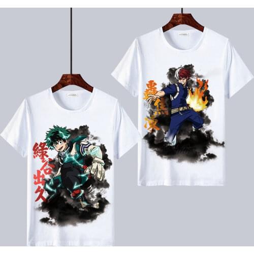 Japanese Anime My Hero Academia Cosplay T Shirt Deku Midoriya Izuku T-Shirt Bakugou Katsuki Todoroki Shouto Summer Top Tee