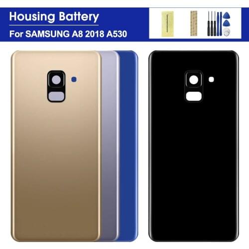 For Samsung Galaxy A8 2018 A530 A530F Back Battery Glass Cover Rear Door Housing Case Replace + Camera Lens