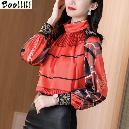 Womens Shirt 100% Real Silk Blouse Women Clothes 2020 Spring Autumn Vintage Shirt Women Tops Long Sleeve Blouses Ropa Mujer