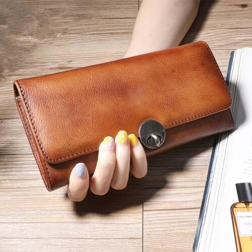 Genuine Leather Women Clutch Bag Card Holder Long Wallet Lock Coin Purse Large-capacity Multifunctional Mobile Phone Bags