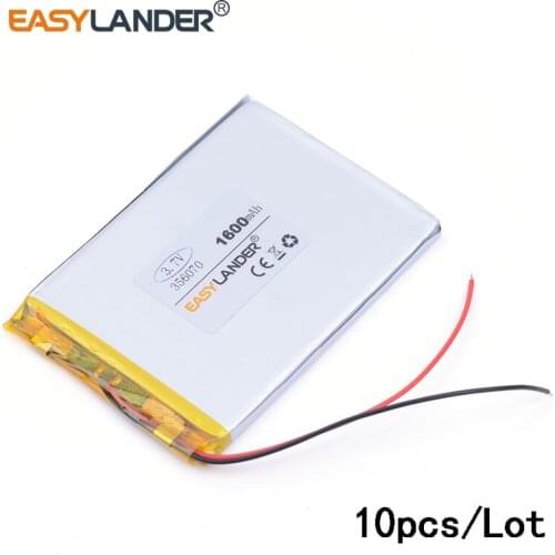 10pcs/Lot 356070 3.7V 1600mAh external rechargeable lipo battery for 7inch tablet pc, MID, PDA Speaker E-book GPS DVR toys