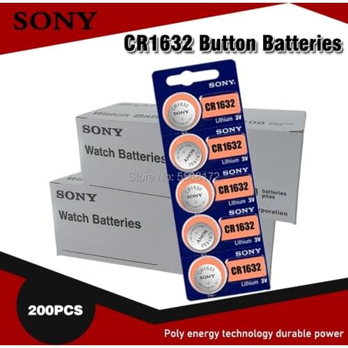200pcs/lot sony CR1632 3V 100% Original Lithium Battery For Watch Remote Control Calculator CR1632 button cell coin batteries