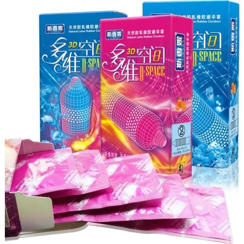 36Pcs 3D Spaces Condom Ice+Hot Style Spike G Spot Condom Silicon Special Condoms For Men