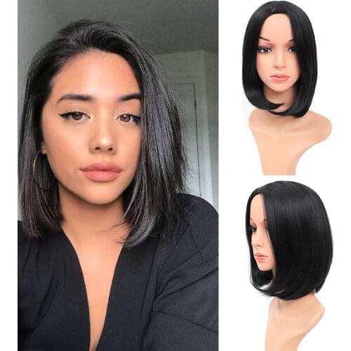 Alynn Short Straight Hair Wig Synthetic Hair Natural Color Side Part High Quality Wig Daily Cosplay Wigs For Women Heat Resistan