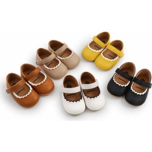 Bobora Spring Baby Girls Boys First Walker PU Leather Solid Soft Lace Up Cork Casual Shoes