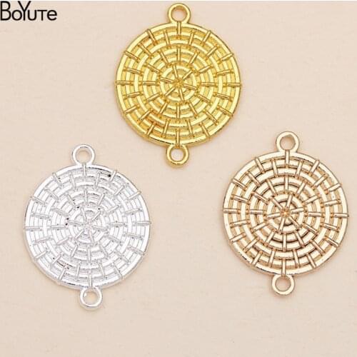 BoYuTe (50 Pieces/Lot) 26*20MM Metal Alloy Round Connector Charms DIY Jewelry Accessories Hand Made Materials