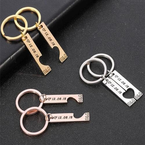 Mumuxing Personality Heart Pattern Keychain Custom Name Time Stainless Steel Keychain Ladies Fashion Accessories Boutique Gifts