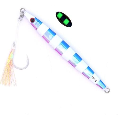 CASTFUN Baits Artificial Bait Glow 1pcs 100g 160g 200g Lure Speed Luminous Jigging Lures With Fishing Hook Fishing Jig