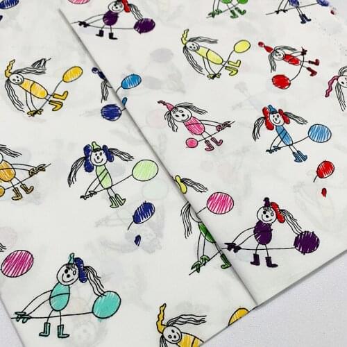 KDF29 Kids Graffiti Cotton Fabric,Kids' Room Decoration,Curtain,Table Cloth,Childrens Summer Cloth,DIY Material Summer Fabric