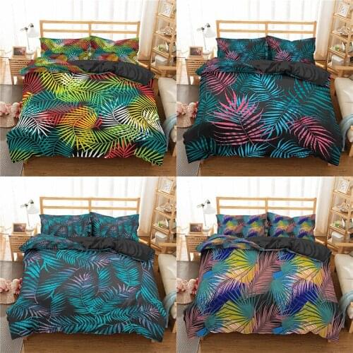 Home Textile Luxury 3D Leaf Print 2/3Pcs Comfortable Duvet Cover PillowCase Bedding Sets Queen and King EU/US/AU Size