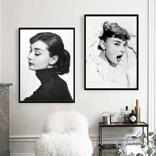 Hepburn Black White Photo Posters Prints Female Model Wall Art Canvas Painting Vintage Pictures Home Art Decor