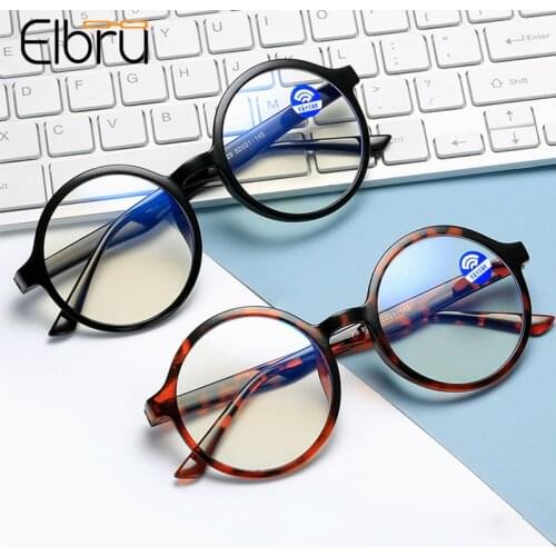 Elbru Classic Round Anti-blue Glasses Frames Vintage Transparent Color Frame Clear Lens Glasses Brand Optical Spectacles Unisex