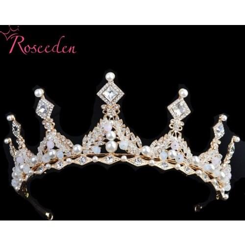 Handmade Baroque Crown Crystal Bridal Tiaras Crown Wedding Rhinestone Diadem Pageant Crowns Hair Accessories RE3250