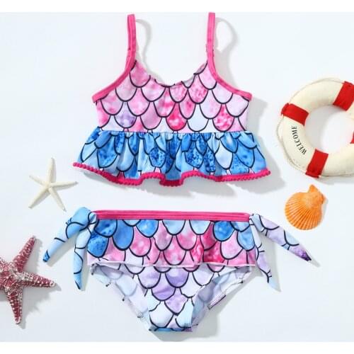 2021 Fashion Trend Cute Toddler Kid Baby Girl Two-piece Mermaid Swimwear Swimsuit Summer Holiday New Bikini Bathing Suit Clothes