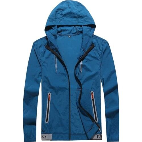 Hooded Men Summer Sun Protection Top New Nylon Jacket Male Korean Zipper Casual Loose Jackets Outwear High Quality Dust Coat