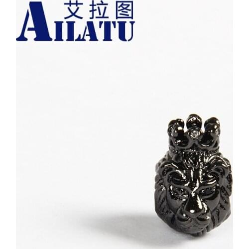 Ailatu Micro Pave Cubic Zirconia King Lion Brass Beads for DIY Jewelry High Quality Plated