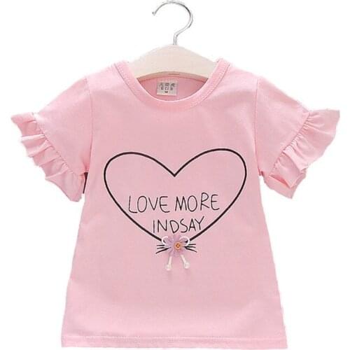 Summer New Little girl short sleeve t-shirt Kids O-Neck Cartoon cotton Casual T-Shirt baby Girl Clothes Pink 1 2 3 4 5 6 7 8year