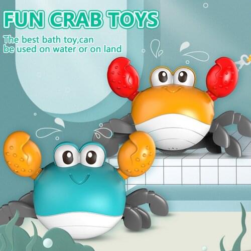 Cute Cartoon Clockwork Crab Bath Toys Dragging Walking Beach Toy for Kids Toddlers Boys Girls Bathtubs Pools Outdoors Play Gift