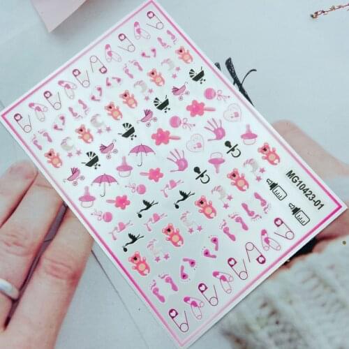 Japanese Style 3d DIY Fashion Hot Selling Nail Stickers New Pattterns Rabbits& Pink Footprints Thin Traceless Dry Nail Decals