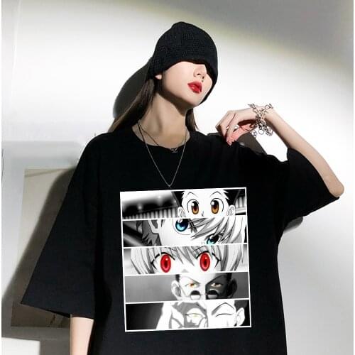 2020 anime Hunter X Hunter eyes T Shirt Men Funny Tops Hisoka MOROW Graphic Tees Harajuku Unisex Anime Killua Zoldyck T-shirt