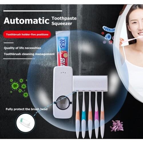 New Wall Mount Automatic Toothpaste Dispenser Dust-Proof Toothbrush Holder Storage Rack for Bathroom Accessories Sets Squeezer