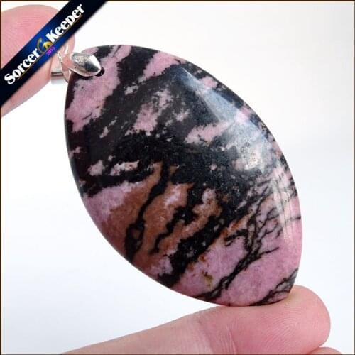 Natural Stone Real Rhodonite Stone Bijoux Vintage Diy Beads Pendant Costume Jewellery Charm Necklace with Gift Box US769