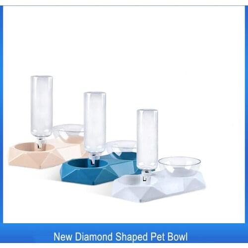 New Diamond Shaped Cat Bowl Dog Bowl With Raised Stand Pet Supplies Cat Water Bowl For Cat Food Bowls For Dog Feeder Pet Product