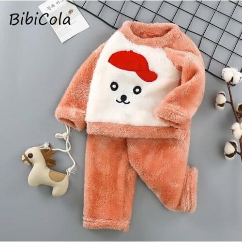 Baby new flannel pajamas suit children men and women men and women baby thickening home service coral fleece suit