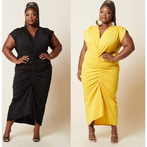 ZKYZWX Plus Size Summer Dress for Women Draped Birthday Party Outfits for Women Sexy Night Clubwear Short Sleeve Maxi Dresses