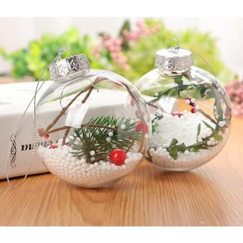 1Pcs 8cm Transparent Ball Open Plastic Clear Bauble Ornament Christmas Party Hanging Pendant Gift Package Supplies