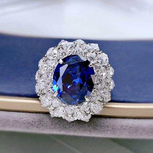 Luxury 5 Carat Egg-shaped Created Moissanite Ruby Sapphire Womens Ring Solid 925 Sterling Silver Anniversary Fine Party Jewelry