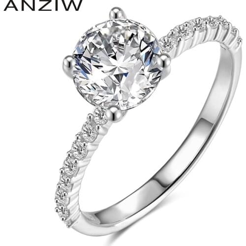 Luxury 1.25 Carat Round Cut Engagement Rings 4 Claw 925 Sterling Silver Wedding Bijoux for Women Romantic Birthday Gift